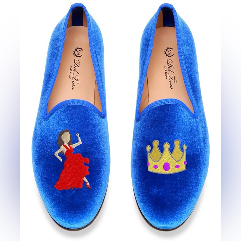 Del Toro Royal Blue Dancing Queen Velvet Loafers